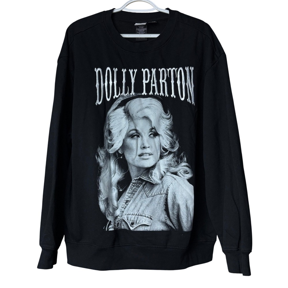 Dolly Parton Licensed Men's size Extra Large Black Crew Neck Sweater Country